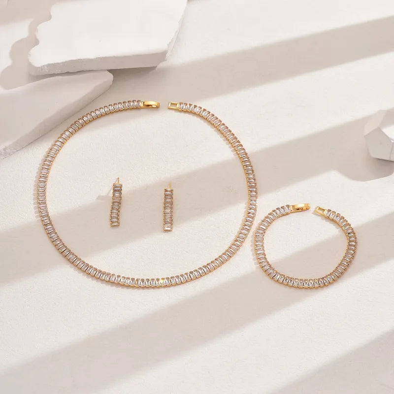 Set Bijuterii Luxury Zircon Gold – Colier, Brățară și Cercei Eleganți