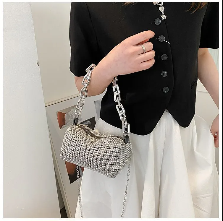 Poșetă Plic Luxury Silver Rhinestone