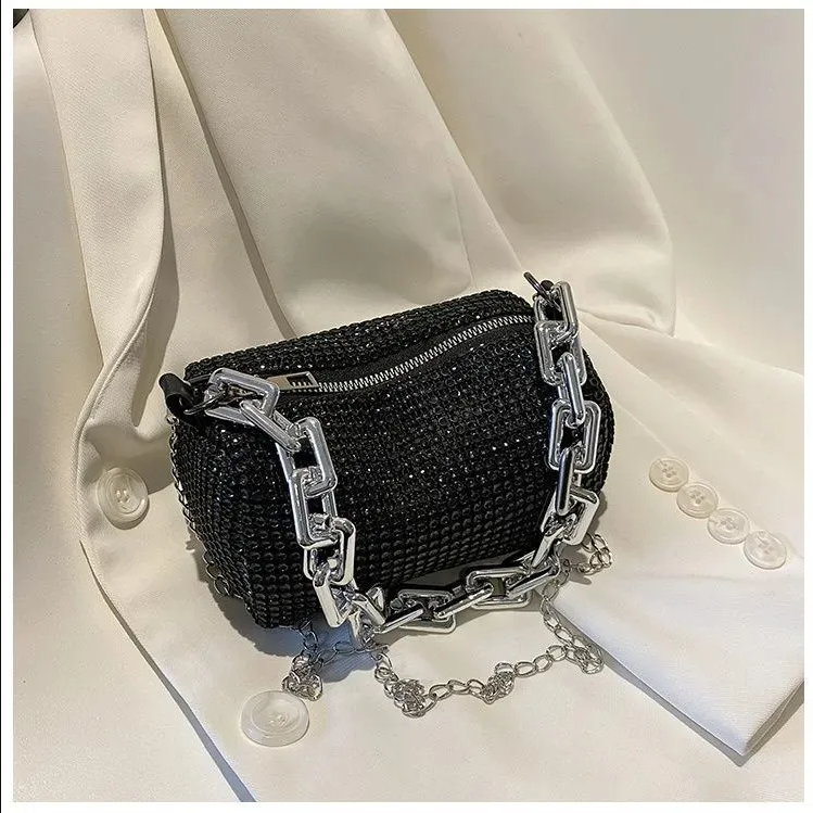 Poșetă Plic Luxury Black Rhinestone